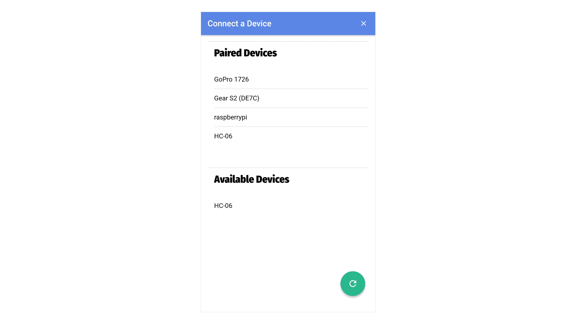 Device Connection Page