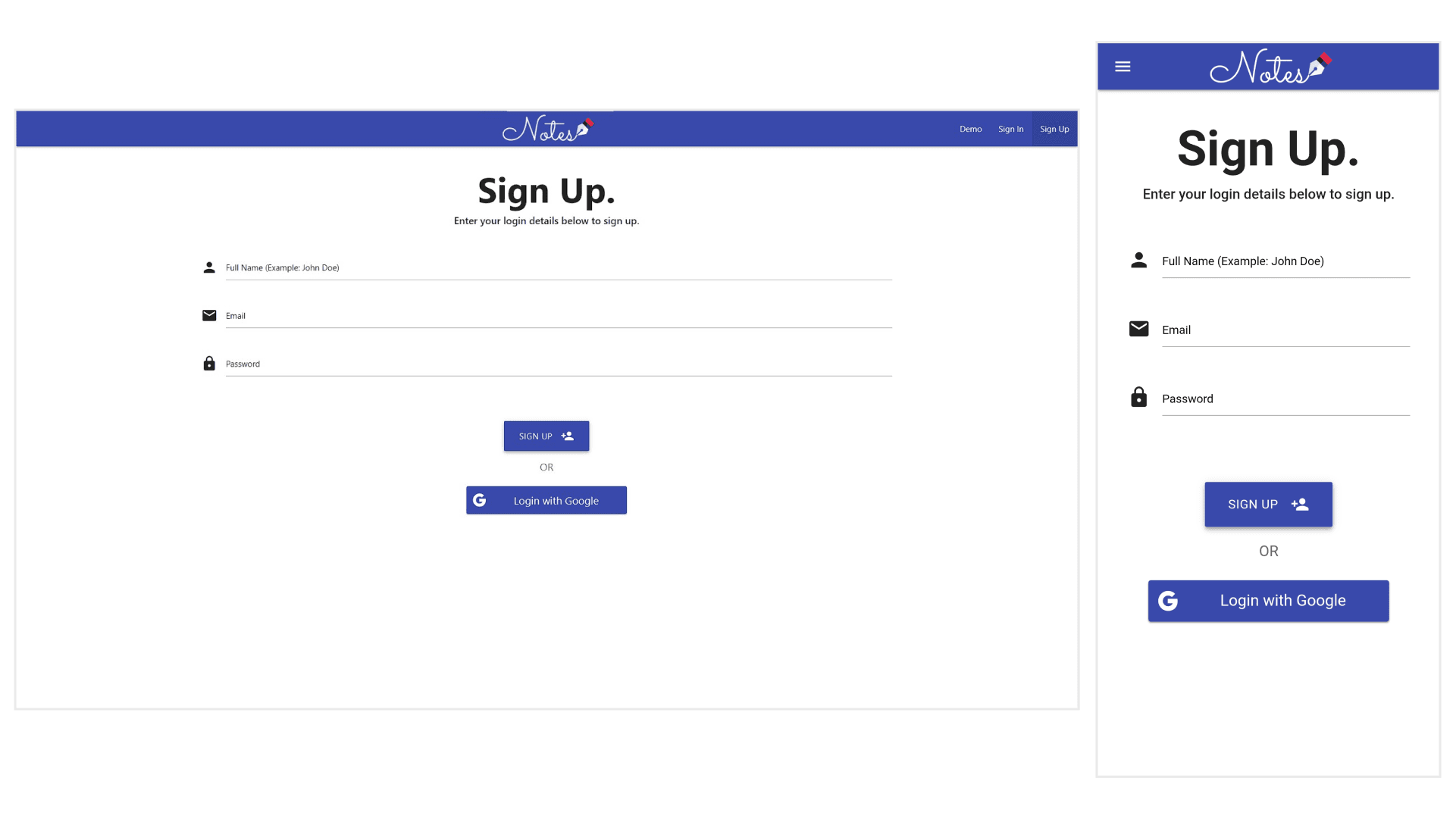 Sign Up Page
